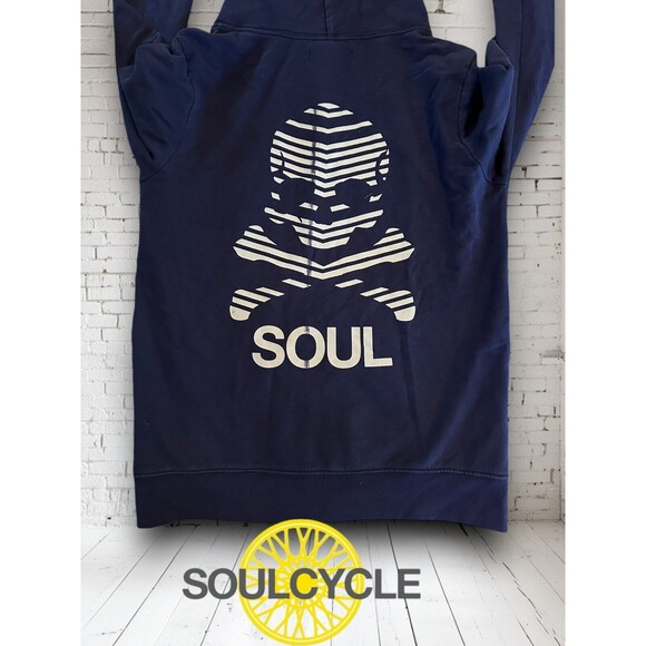 SoulCycle Hooded Jacket.‎ Sz M. Full Zipper. Skull/crossbones. Navy Blue Pockets - Picture 1 of 9